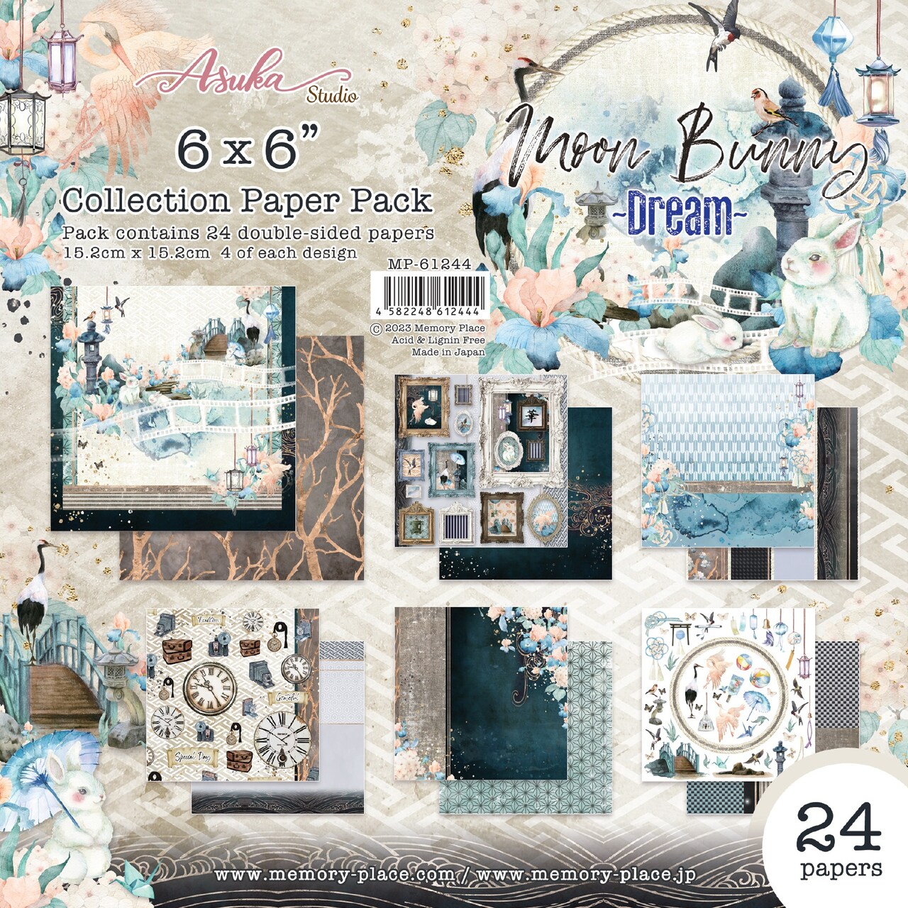 Asuka Studio Double-Sided Paper Pack 6"X6" 24/Pkg-Moon Bunny Dream